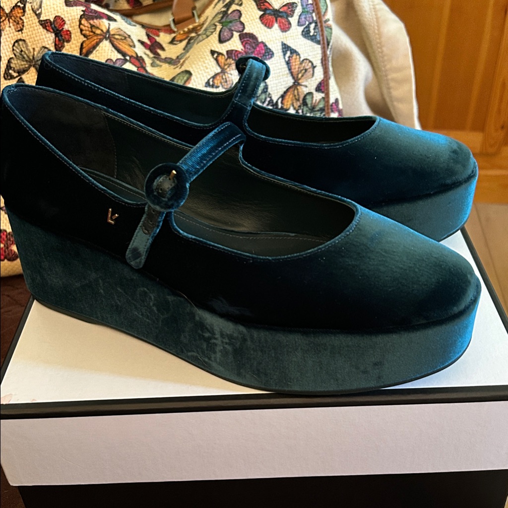 Velvet Platform Mary Jane Shoes